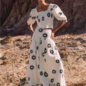 ME+EM White and Black Floral Maxi Top and skirt set